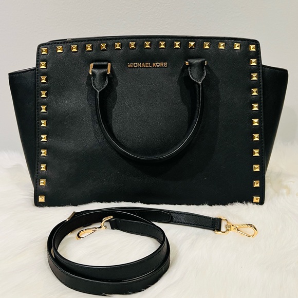 NWOT Michael Kors Selma Studded Medium Satchel Bag - Picture 3 of 11